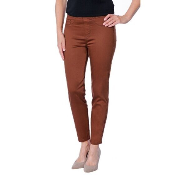 New Bellina Brown Stretch Pull On Skinny Jeans Jeggings Size 12 bin 1C - Picture 1 of 5